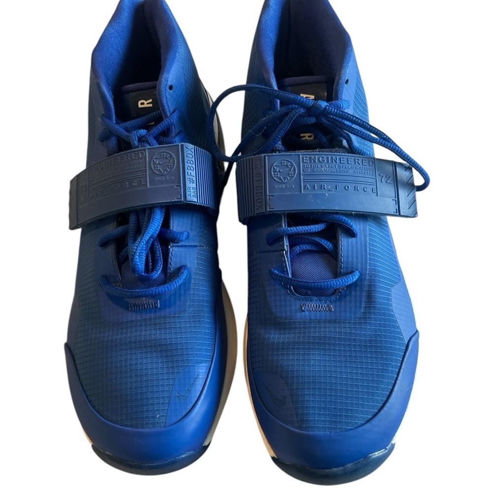 Blue Nike Air Force 72 engineered athletic sneakers with mesh upper and Velcro